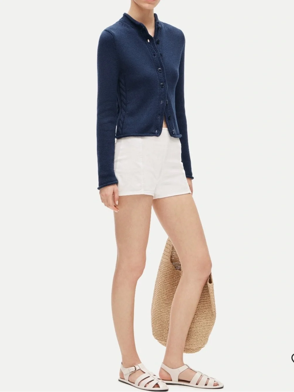 J. Crew Rollneck Reversible Cardigan 100% Cotton Knit Navy Sweater, NWT, Sz XL